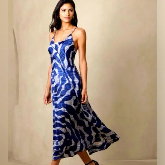 Banana Republic | Dresses | Banana Republic Womens Satin Bandeau Maxi Dress  Blue Print S | Poshmark